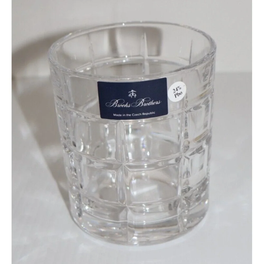NEW IN BOX BROOKS BROTHERS Set of 2 Double Old Fashioned Whiskey Crystal Glasses